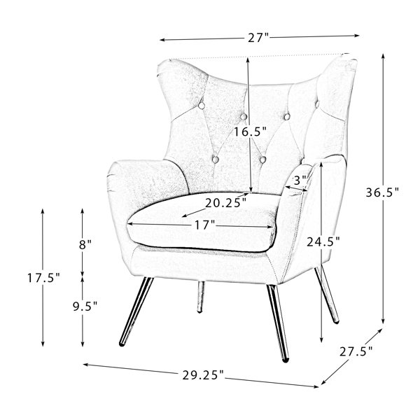 Etta Avenue™ Avianna 29.25 Wide Tufted Polyester Wingback Chair u0026 Reviews  | Wayfair